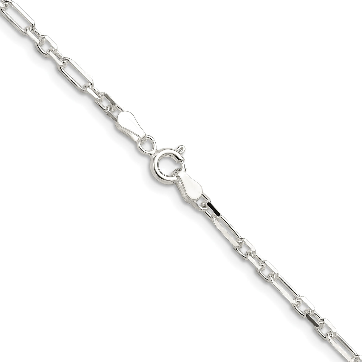 925 White Gold 3 mm Polished Chain Necklace alternate angle