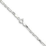 925 White Gold 3 mm Polished Chain Necklace alternate angle