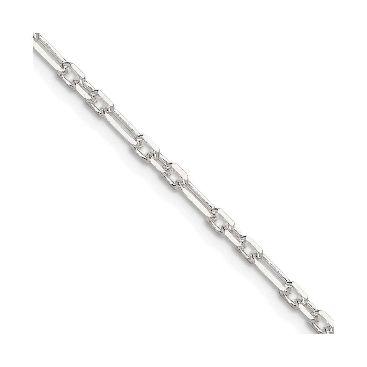 925 White Gold 3 mm Polished Chain Necklace detail view