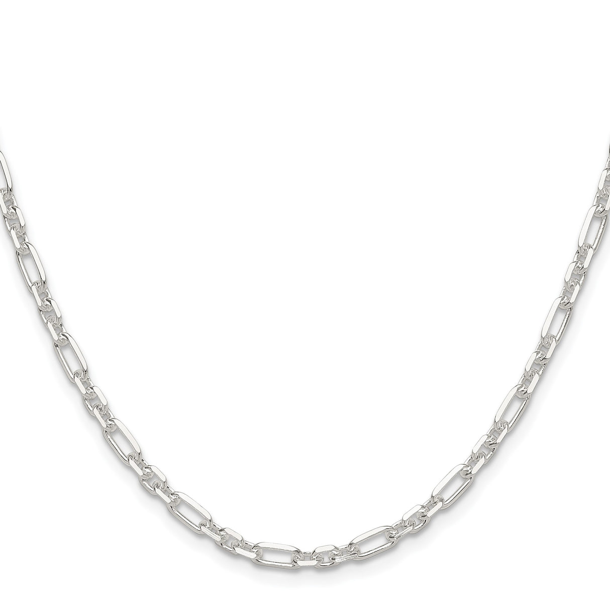 925 White Gold 4 mm Polished Chain Necklace