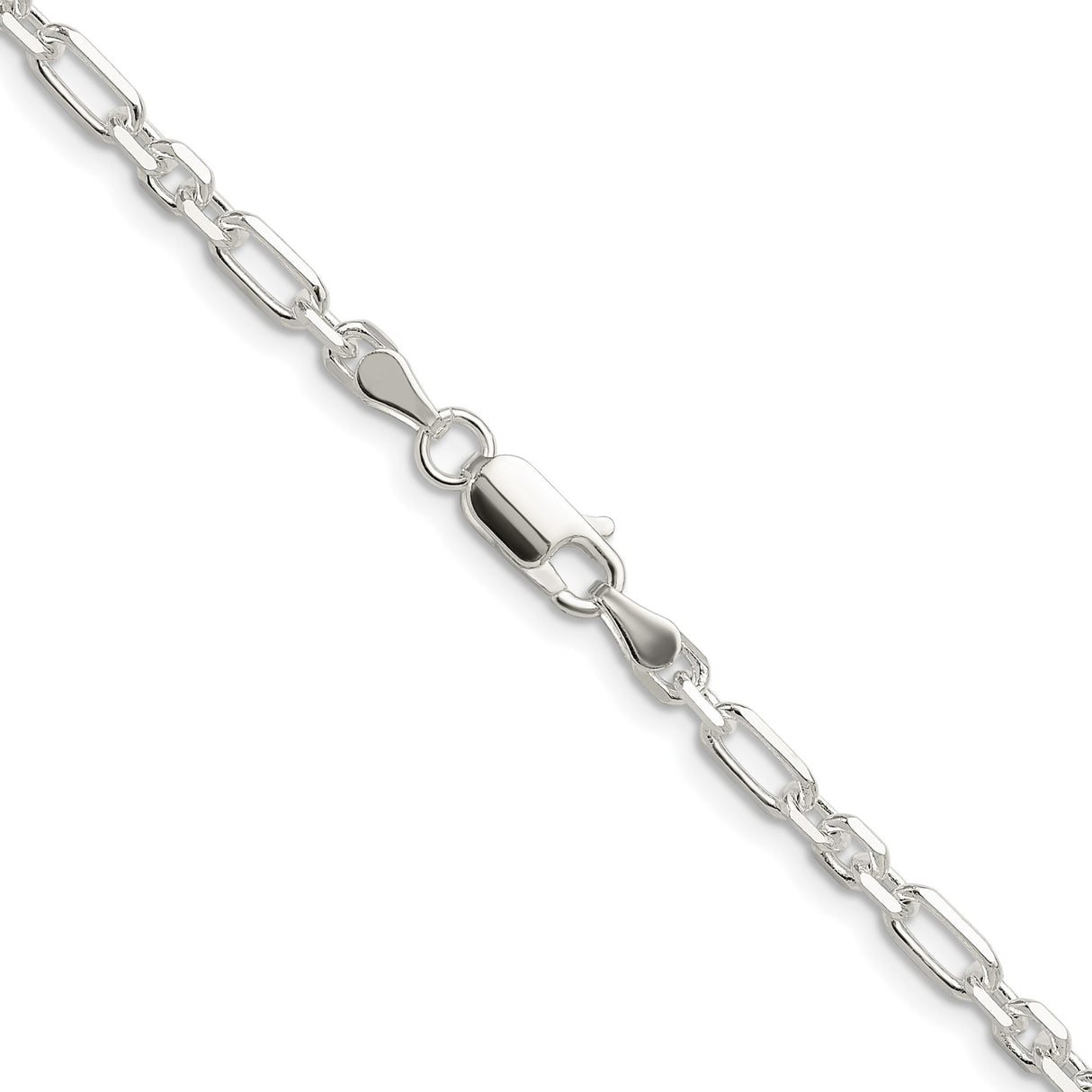925 White Gold 4 mm Polished Chain Necklace alternate angle