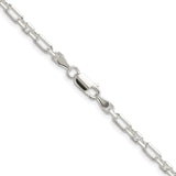 925 White Gold 4 mm Polished Chain Necklace alternate angle