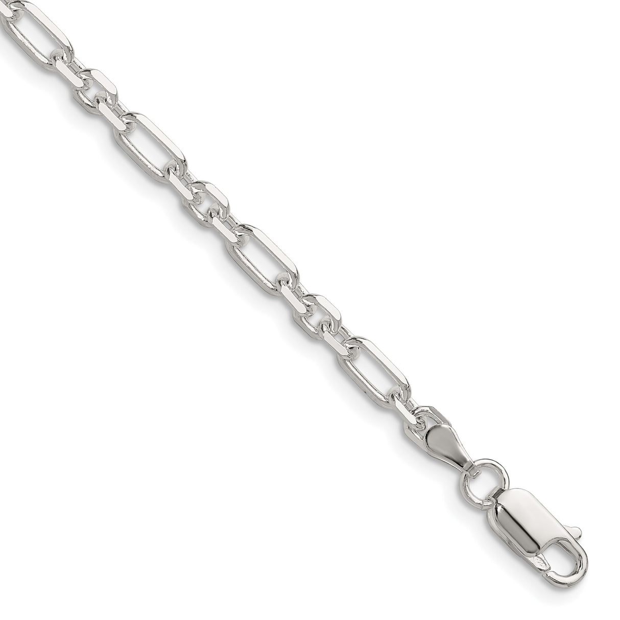 925 White Gold 4 mm Polished Chain Bracelet shown for scale