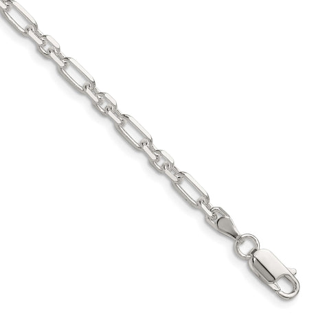925 White Gold 4 mm Polished Chain Bracelet shown for scale