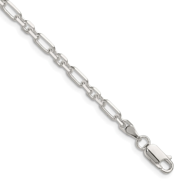 925 White Gold 4 mm Polished Chain Bracelet shown for scale