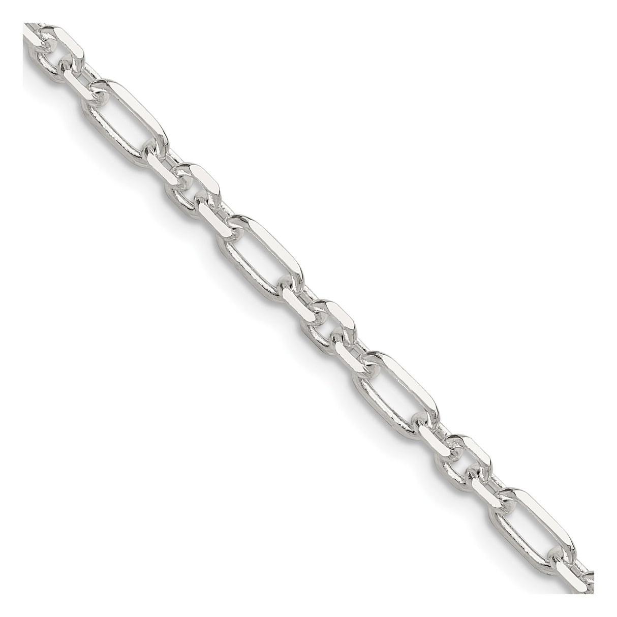 925 White Gold 4 mm Polished Chain Necklace detail view