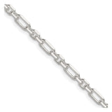 925 White Gold 4 mm Polished Chain Necklace detail view