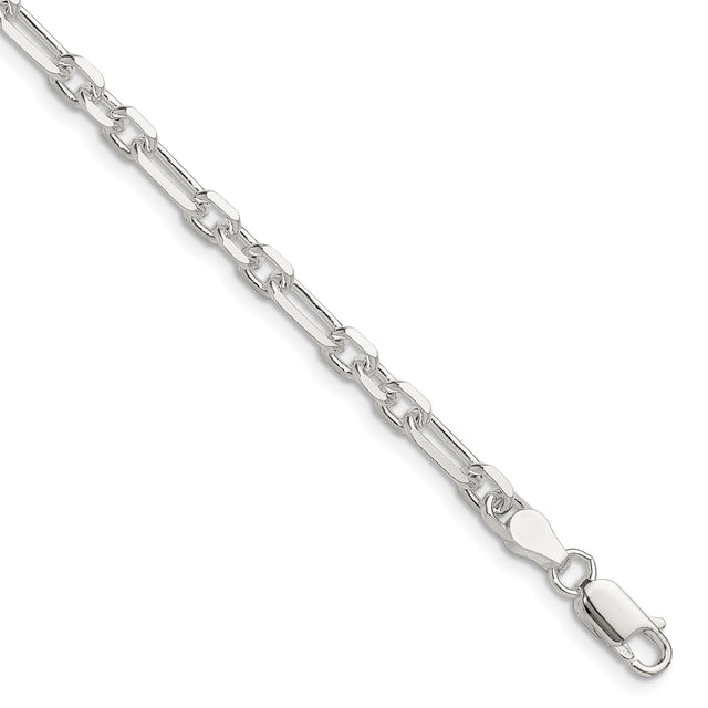 925 White Gold 4.5 mm Polished Chain Bracelet shown for scale