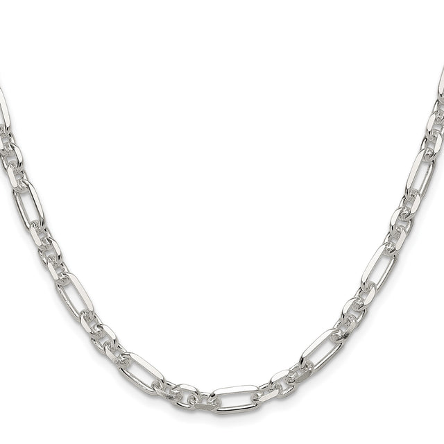 925 White Gold 6 mm Polished Chain Necklace