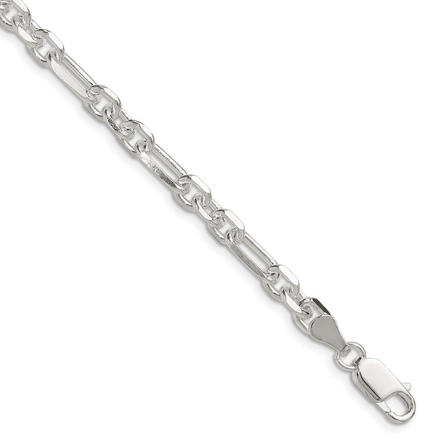 925 White Gold 6 mm Polished Chain Bracelet shown for scale