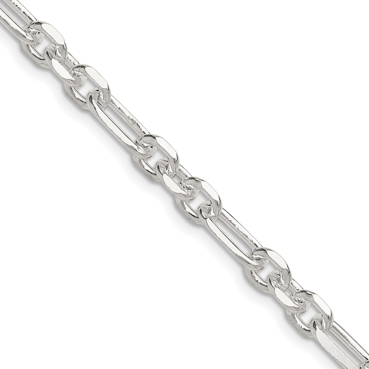 925 White Gold 6 mm Polished Chain Necklace detail view