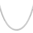 925 White Gold 3.25 mm Curb Chain Necklace, Polished