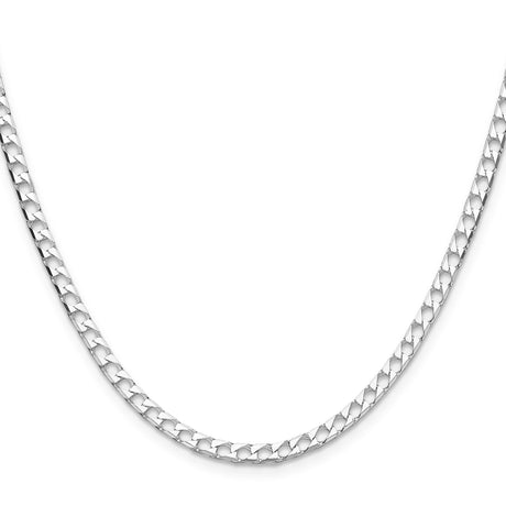 925 White Gold 3.25 mm Curb Chain Necklace, Polished