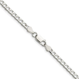 925 White Gold 3.25 mm Curb Chain Necklace, Polished alternate angle