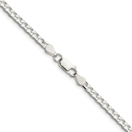 925 White Gold 3.25 mm Curb Chain Necklace, Polished alternate angle