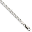 925 White Gold 3.25 mm Curb Chain Bracelet, Polished shown for scale