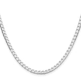 925 White Gold 3.25 mm Curb Chain Necklace, Polished