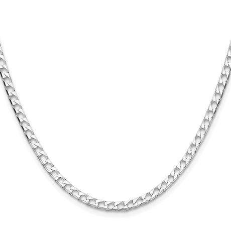 925 White Gold 3.25 mm Curb Chain Necklace, Polished