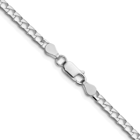925 White Gold 3.25 mm Curb Chain Necklace, Polished alternate angle