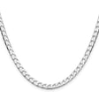 925 White Gold 4 mm Curb Chain Necklace, Polished