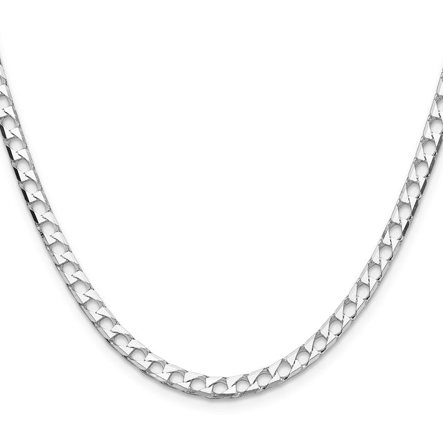 925 White Gold 4 mm Curb Chain Necklace, Polished