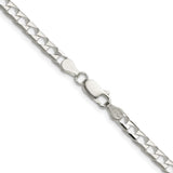 925 White Gold 4 mm Curb Chain Necklace, Polished alternate angle