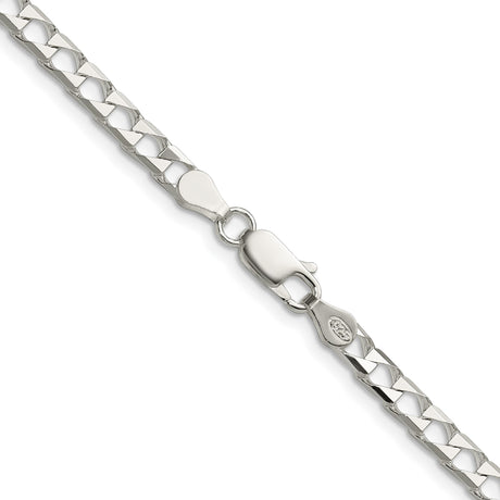 925 White Gold 4 mm Curb Chain Necklace, Polished alternate angle