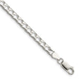 925 White Gold 4 mm Curb Chain Bracelet, Polished shown for scale
