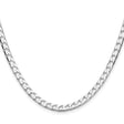 925 White Gold 4 mm Curb Chain Necklace, Polished
