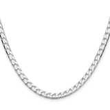 925 White Gold 4 mm Curb Chain Necklace, Polished