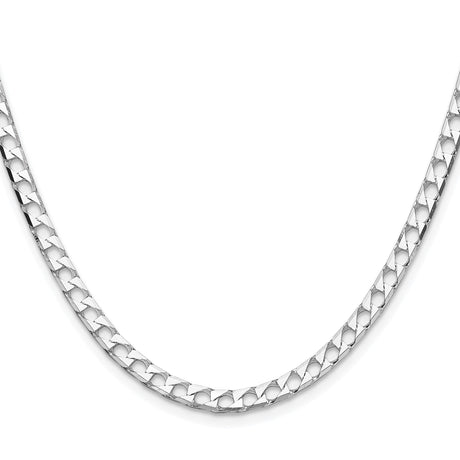 925 White Gold 4 mm Curb Chain Necklace, Polished