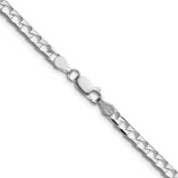 925 White Gold 4 mm Curb Chain Necklace, Polished alternate angle