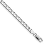925 White Gold 4 mm Curb Chain Necklace, Polished detail view