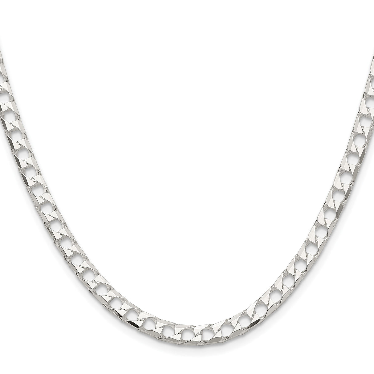 925 White Gold 5 mm Curb Chain Necklace, Polished