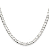 925 White Gold 5 mm Curb Chain Necklace, Polished