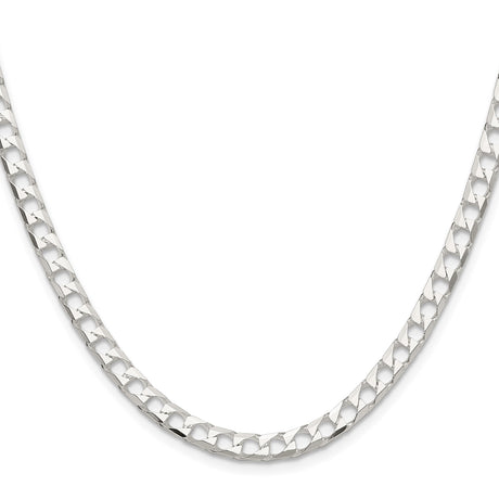925 White Gold 5 mm Curb Chain Necklace, Polished