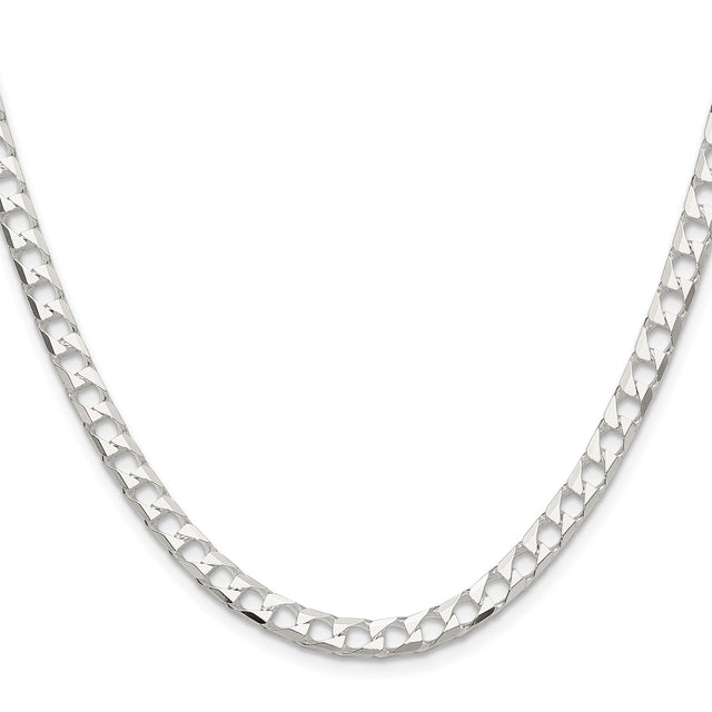 925 White Gold 5 mm Curb Chain Necklace, Polished