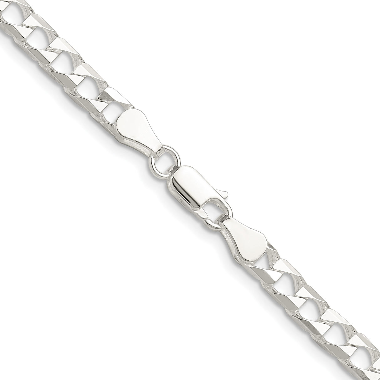 925 White Gold 5 mm Curb Chain Necklace, Polished alternate angle