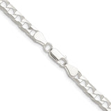 925 White Gold 5 mm Curb Chain Necklace, Polished alternate angle