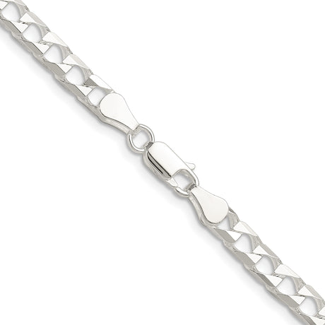 925 White Gold 5 mm Curb Chain Necklace, Polished alternate angle