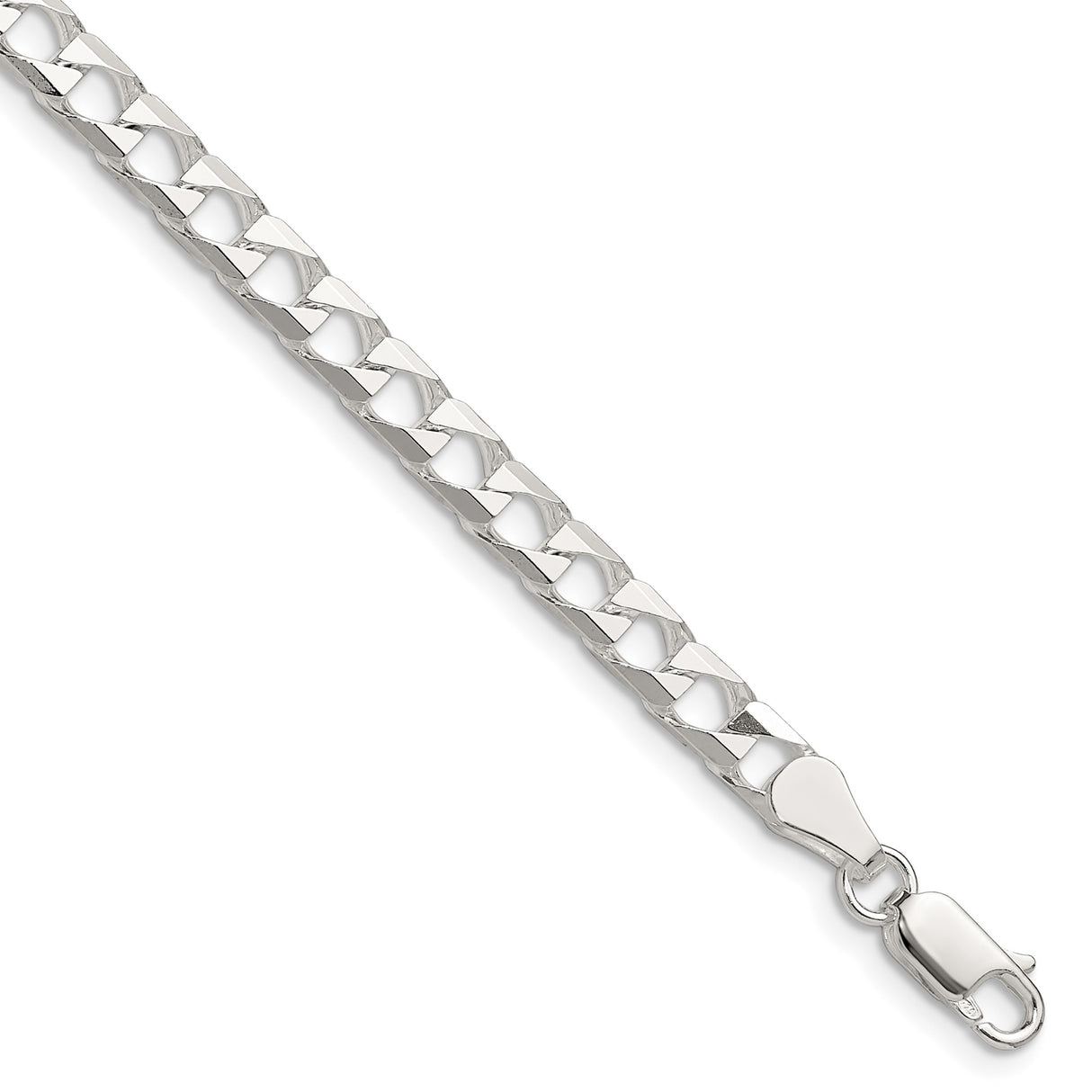 925 White Gold 5 mm Curb Chain Anklet, Polished shown for scale