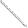 925 White Gold 5 mm Curb Chain Bracelet, Polished shown for scale