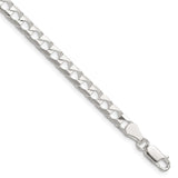 925 White Gold 5 mm Curb Chain Bracelet, Polished shown for scale