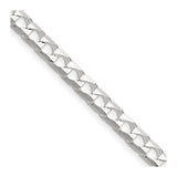 925 White Gold 5 mm Curb Chain Necklace, Polished detail view