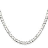 925 White Gold 5 mm Curb Chain Necklace, Polished