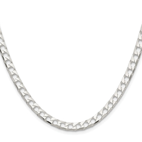 925 White Gold 5 mm Curb Chain Necklace, Polished