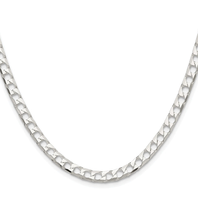 925 White Gold 5 mm Curb Chain Necklace, Polished