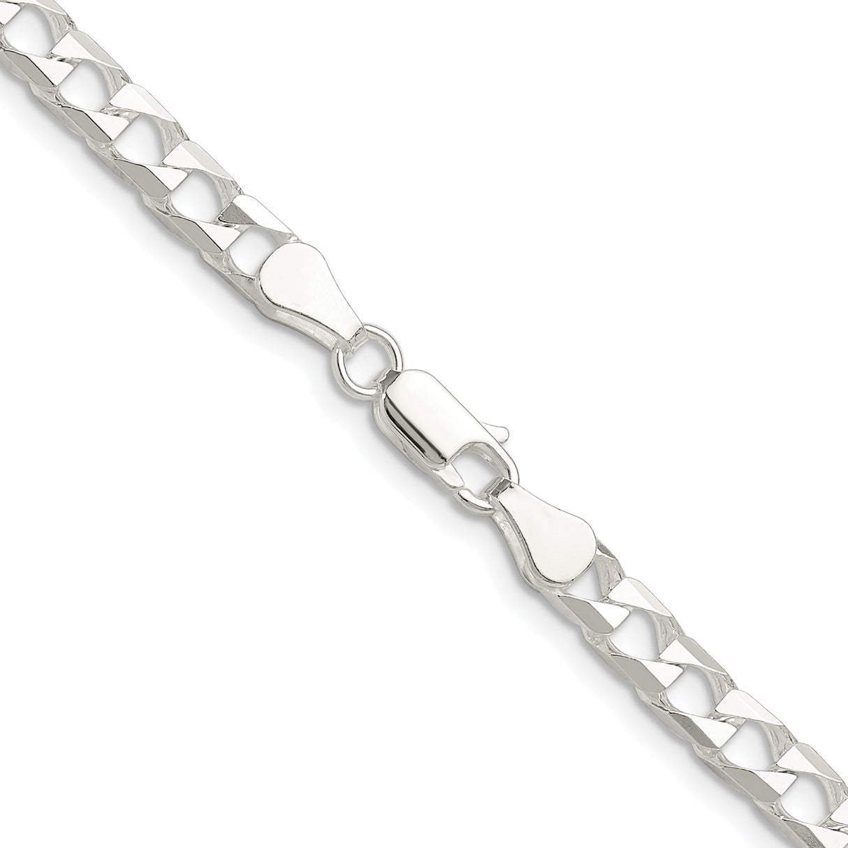 925 White Gold 5 mm Curb Chain Necklace, Polished alternate angle