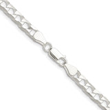 925 White Gold 5 mm Curb Chain Necklace, Polished alternate angle