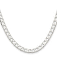 925 White Gold 5.75 mm Curb Chain Necklace, Polished